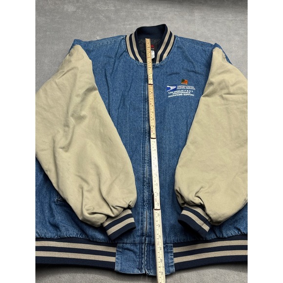Vintage USPS Postal Service Denim Bomber Jacket Los Angeles Mens XXL Made in USA - Picture 4 of 7